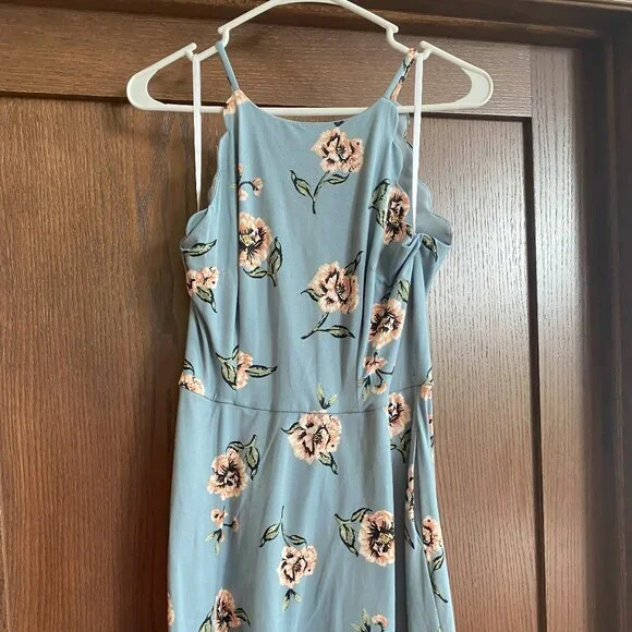 by & by | Dresses | By By Juniors Baby Blue Floral Dress With Pockets |  Poshmark